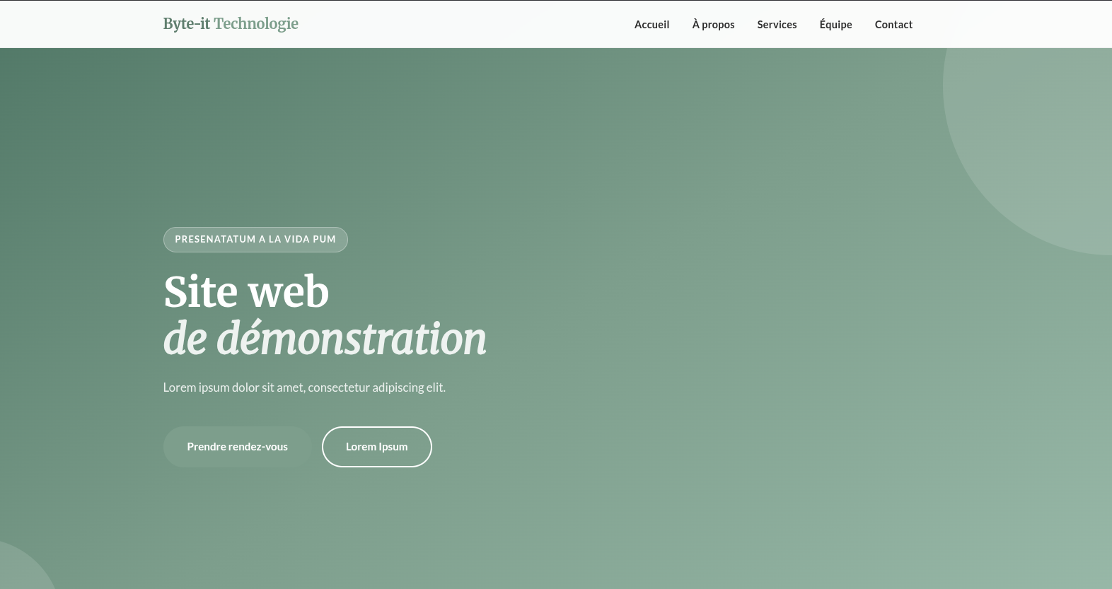 Aperçu du site de démonstration Pack Basic